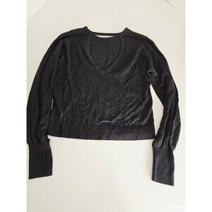 Express Black Sparkle Long Sleeve V Neck Cutout Sweater‎ Size S NWT